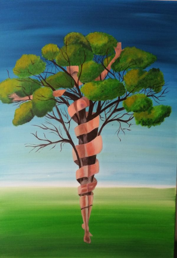 peinture femme nature décalée