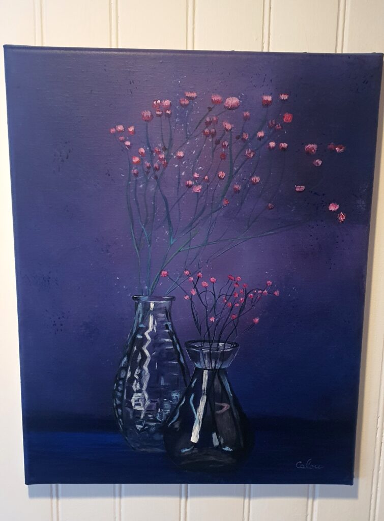 peinture vase fleurs