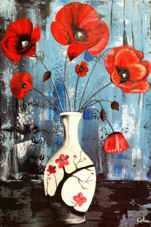 tableau floral abstrait moderne