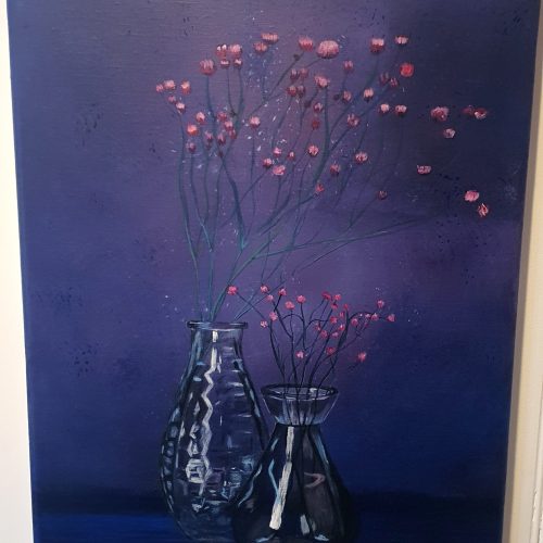 peinture vase fleurs